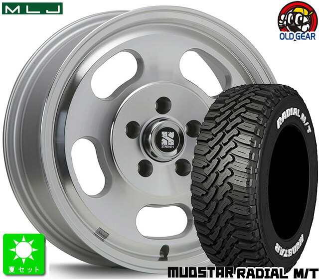 225/70R16 マッドスター RADIAL M/T ホワイトレター 新品 サマータイヤ ホイール4本セット MLJ D:SLOT 16インチ 6.5J 5H114.3 ポリッシュ taiya