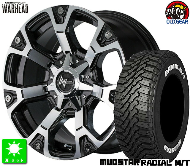 215/70R16 マッドスター RADIAL M/T ホワイトレター 新品 サマータイヤ ホイール4本セット NITRO POWER WARHEAD 16インチ 7.0J 5H114.3 ダークガンメタ+ミラーカット taiya