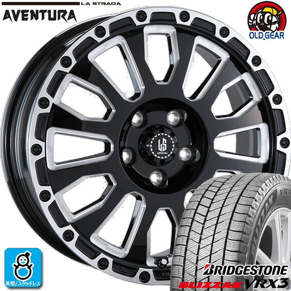 【2022～2023年製】215/60R17 96Qブリヂストン ブリザック VRX3新品 スタッドレスタイヤ ホイール4本セットアヴェンチュラ17インチ 6.5J 6H139.7グロスブラック+ミリング taiya｜オールドギア店