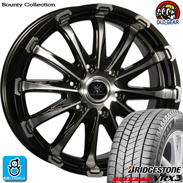 【2022～2023年製】215/60R17 96Qブリヂストン ブリザック VRX3新品 スタッドレスタイヤ ホイール4本セットBounty Collection BD1217インチ 7.0J 6H139.7ポリッシュブラック taiya｜オールドギア店