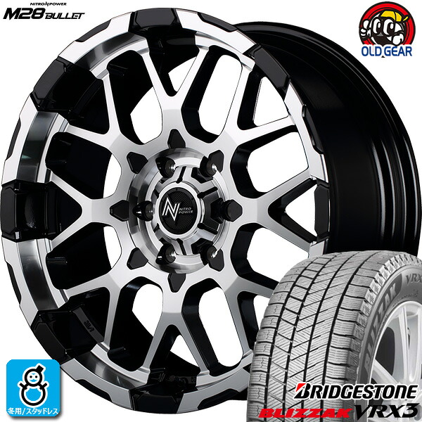 【2022～2023年製】215/60R17 96Qブリヂストン ブリザック VRX3新品 スタッドレスタイヤ ホイール4本セットNITRO POWER M28 BULLET17インチ 6.5J 6H139.7ブラック/ ミラーカット taiya｜オールドギア店