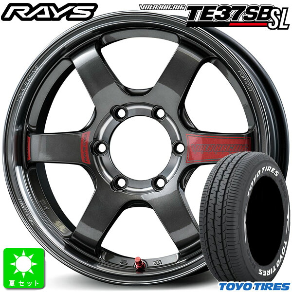 225/50R18C 107/105 トーヨー TOYO H30 ホワイトレター 新品 サマータイヤ ホイール4本セット レイズ ボルクレーシング RAYS VOLK RACING TE37SB SL 18インチ 8.0J 6H139.7 プレスドグラファイト 組込み済 バランス調整済