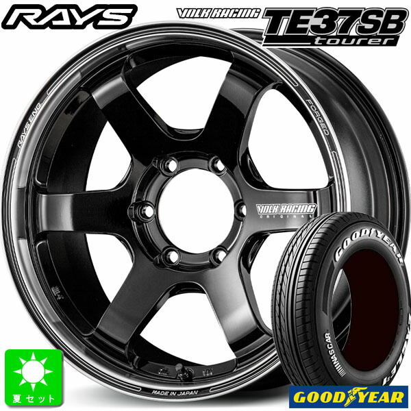 215/60R17 109/107グッドイヤー イーグル＃1 ナスカー ホワイトレター新品 サマータイヤ ホイール4本セットレイズ ボルクレーシング RAYS VOLK RACING TE37SB tourer17インチ 6.5J 6H139.7ブラック/リムDC組込み済 バランス調整済｜オールドギア店