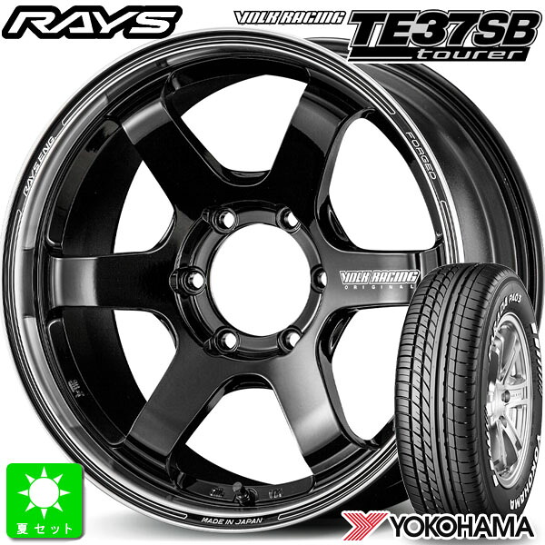 225/50R18 107/105 ヨコハマ パラダ PA03 ホワイトレター 新品 サマータイヤ ホイール4本セット レイズ ボルクレーシング RAYS VOLK RACING TE37SB tourer 18インチ 8.0J 6H139.7 ブラック/リムDC 組込み済 バランス調整済