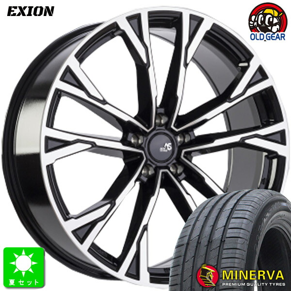 235/60R18 107W XL ミネルバ MINERVA ECOSPEED2 SUV 新品 サマータイヤ ホイール4本セット 阿部商会 AUTO STRADA EXION エクシオン 18インチ 8.0J 5H114.3 グロスブラックマシニング 組込み済 バランス調整済