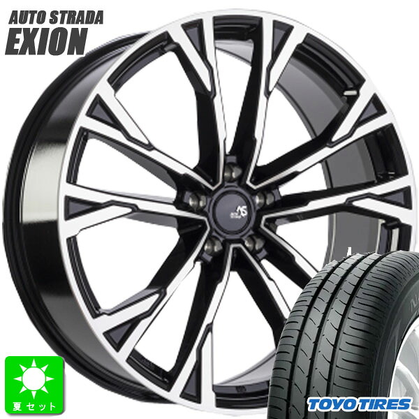 225/45R18 91W トーヨー ナノエナジー3+ 新品 サマータイヤ ホイール4本セット 阿部商会 AUTO STRADA EXION エクシオン 18インチ 8.0J 5H114.3 グロスブラックマシニング 組込み済 バランス調整済 taiya