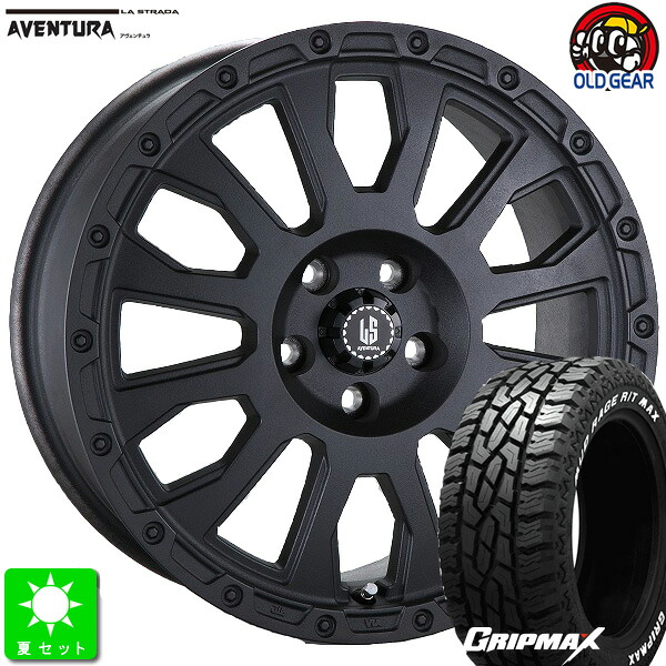 225/65R17GRIPMAX Mud Rage R/T MAXホワイトレター新品 サマータイヤ ホイール4本セットラ・ストラーダ アヴェンチュラ17インチ 7.0J 5H114.3リンクルブラック taiya｜オールドギア店