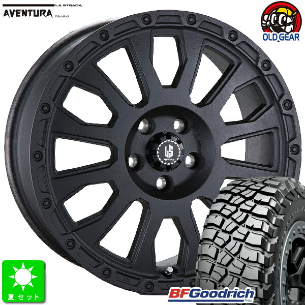 LT265/60R18 119/116Q LRE RBL BF Goodrich Mud-Terrain T/A KM3 新品 サマータイヤ ホイール4本セット ラ・ストラーダ アヴェンチュラ 18インチ 7.5J 5H127 リンクルブラック taiya