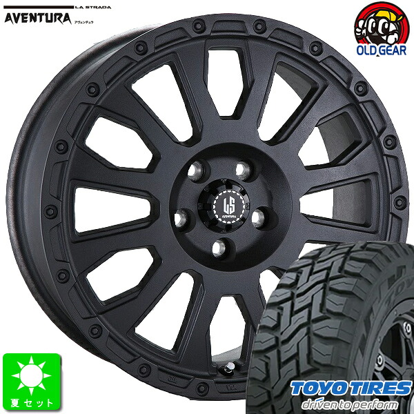 265/60R18 トーヨー オープンカントリー R/T ブラックレター 新品 サマータイヤ ホイール4本セット ラ・ストラーダ アヴェンチュラ 18インチ 7.5J 5H127 リンクルブラック taiya
