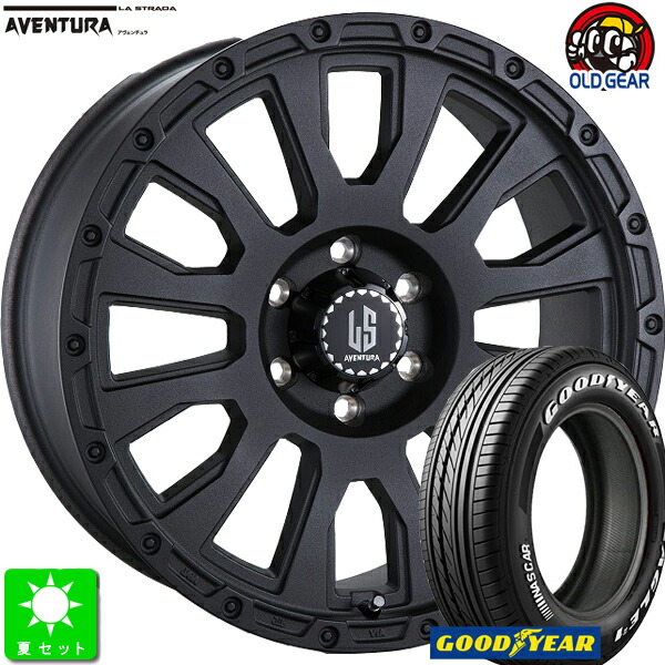 215/60R17C 109/107 グッドイヤー ナスカー GOODYEAR NASCAR ホワイトレター 新品 サマータイヤ ホイール4本セット ラ・ストラーダ アヴェンチュラ LA-STRADA AVENTURA 17インチ 6.5J 6H139.7 リンクルブラック taiya