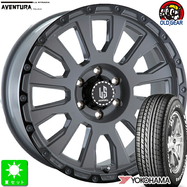 225/50R18C 107/105 ヨコハマ パラダ PA-03 ホワイトレター 新品 サマータイヤ ホイール4本セット ラ・ストラーダ アヴェンチュラ LA-STRADA AVENTURA 18インチ 7.5J 6H139.7 ソリッドグレー+ブラックアノダイズドリム taiya