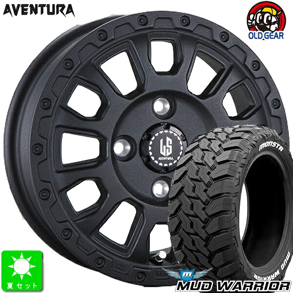 215/70R16モンスタタイヤ マッドウォーリアホワイトレター新品 サマータイヤ ホイール4本セットラ・ストラーダ アヴェンチュラLA-STRADA AVENTURA16インチ 6.0J 4H100リンクルブラック taiya｜オールドギア店