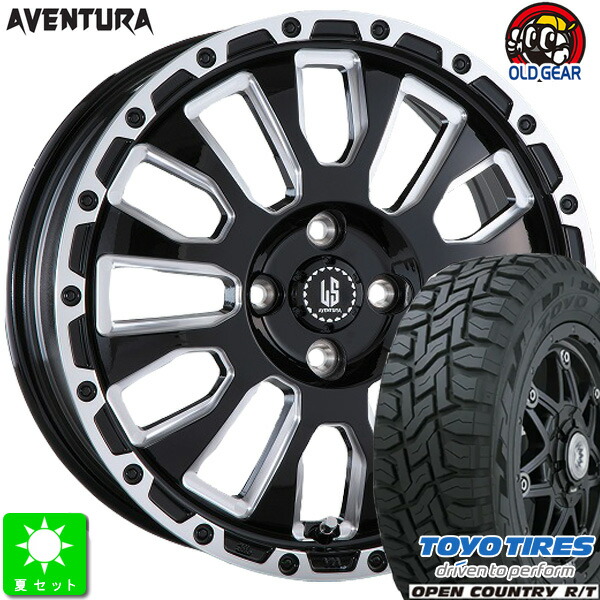 215/70R16 トーヨー オープンカントリー R/T 新品 サマータイヤ ホイール4本セット ラ・ストラーダ アヴェンチュラ 16インチ 6.0J 4H100 グロスブラック+ミリング taiya