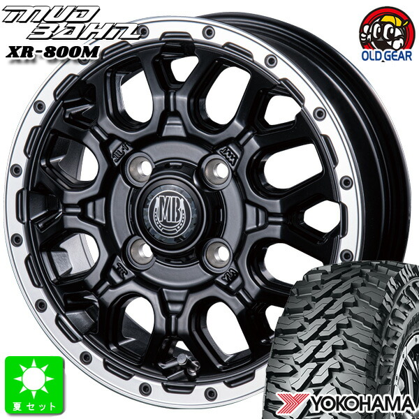 145/80R12 80/78(145R12 6PR) ヨコハマ ジオランダー M/T G003 新品 サマータイヤ ホイール4本セット インターミラノ マッドバーン XR-800M 12インチ 4.00B 4H100 MBK/RP 組込み済 バランス調整済 taiya