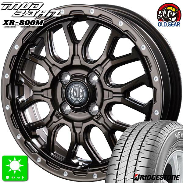 155/65R14 ブリヂストン ニューノ NEWNO 新品 サマータイヤ ホイール4本セット インターミラノ マッドバーン XR-800M 14インチ 4.5J 4H100 GBR/PP 組込み済 バランス調整済 taiya