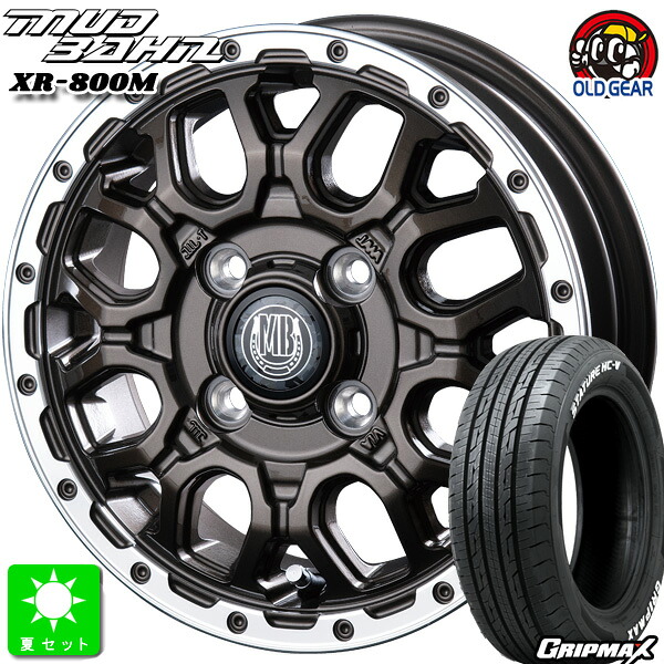 145/80R12 80/78(145R12 6PR) グリップマックス GRIPMAX STATURE HC-V ホワイトレター 新品 サマータイヤ ホイール4本セット インターミラノ マッドバーン XR-800M 12インチ 4.00B 4H100 GBR/RP 組込み済 バランス調整済 taiya