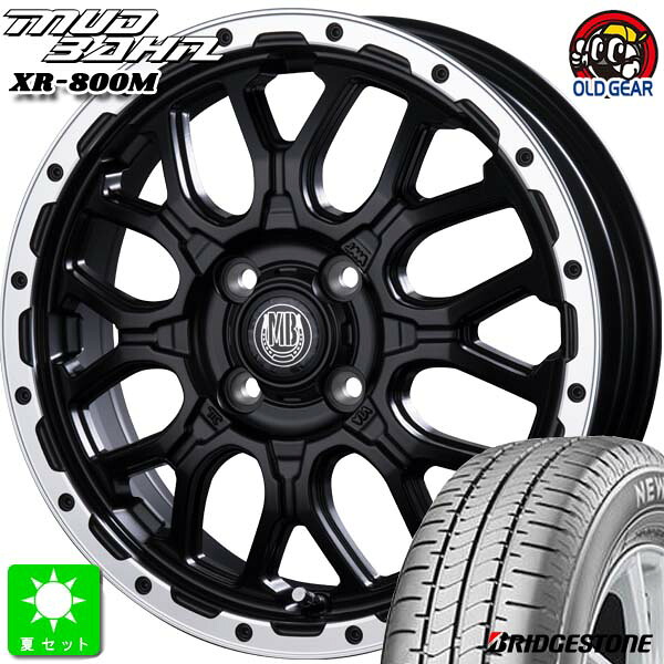 155/65R14 ブリヂストン ニューノ NEWNO 新品 サマータイヤ ホイール4本セット インターミラノ マッドバーン XR-800M 14インチ 4.5J 4H100 MBK/RP 組込み済 バランス調整済 taiya