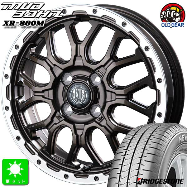 155/65R14 ブリヂストン ニューノ NEWNO 新品 サマータイヤ ホイール4本セット インターミラノ マッドバーン XR-800M 14インチ 4.5J 4H100 GBR/RP 組込み済 バランス調整済 taiya