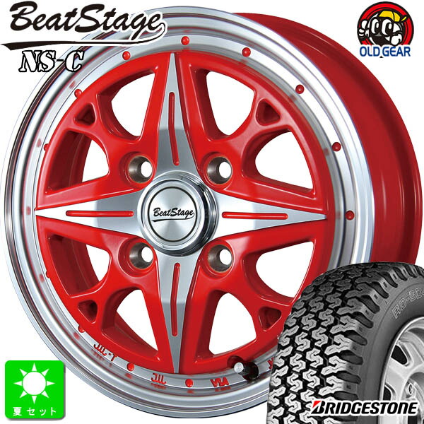 145/80R12 80/78(145R12 6PR)ブリヂストン BRIDGESTONE RD-604V新品 サマータイヤ ホイール4本セットブレスト ビートステージ BLEST Beat Stage NS-C12インチ 4.00B 4H100セミグロスレッド組込み済 バランス調整済 taiya｜オールドギア店