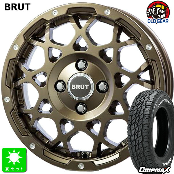 145R14C 85/83Q GRIPMAX INCEPTION A/T II ホワイトレター 新品 サマータイヤ ホイール4本セット ブルート BRUT BR-55 14インチ 5.0J 4H100 シャンパンゴールド 組込み済 バランス調整済 taiya