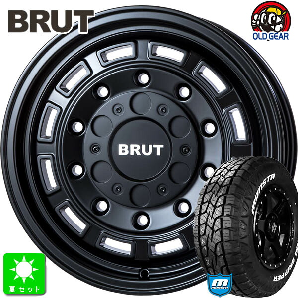 LT215/70R16 107/105Q モンスタタイヤ テレーングリッパー A/T ホワイトレター 新品 サマータイヤ ホイール4本セット ブルート BRUT BR-70 16インチ 6.5J 6H139.7 ミリタリーブラック 組込み済 バランス調整済