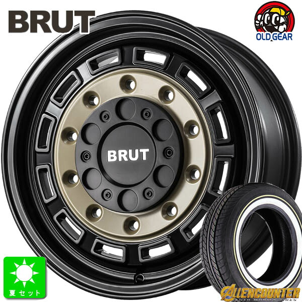 215/65R16C 109/107T オーレンカウンター クラシックオーバル ホワイトリボン 新品 サマータイヤ ホイール4本セット ブルート BRUT BR-70 16インチ 6.5J 6H139.7 ベージュブラック 組込み済 バランス調整済