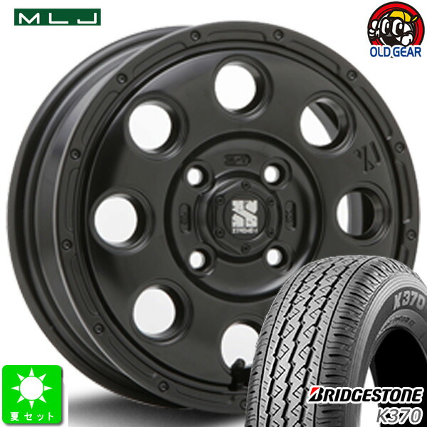 145/80R12 80/78(145R12 6PR) ブリヂストン BRIDGESTONE K370 新品 サマータイヤ ホイール4本セット MLJ XTREME-J KK03 12インチ 3.5J 4H100 サテンブラック taiya