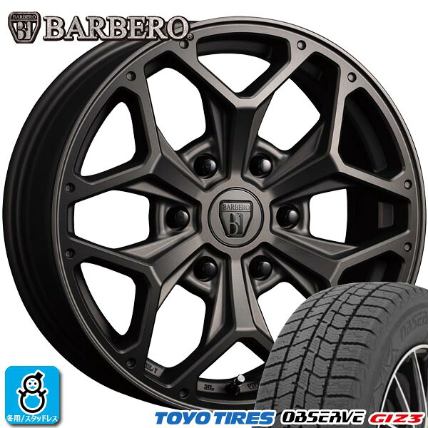 【2024～2025年製】215/60R17 96Q トーヨー オブザーブ ギズ3 TOYO OBSERVE GIZ3 新品 スタッドレスタイヤ ホイール4本セット クリムソン バルベロ バルベロ BARBERO S-HEX 17インチ 6.5J +38 6H139.7 マットガンメタリック 組込み バランス調整済