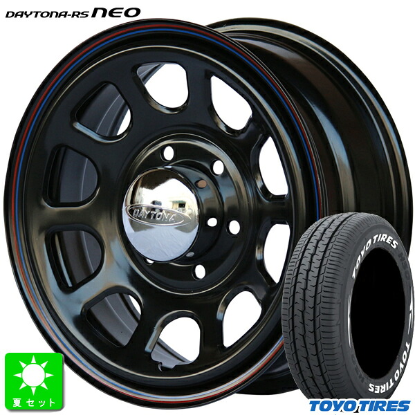 215/65R16C 109/107 トーヨー TOYO H30 ホワイトレター 新品 サマータイヤ ホイール4本セット Roadstar デイトナ RS Neo 16インチ 6.5J 6H139.7 ブラック 組込み済 バランス調整済