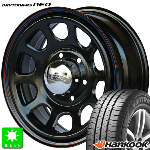 215/65R16C 109/107 ハンコック Hankook Vantra LT RA18 新品 サマータイヤ ホイール4本セット Roadstar デイトナ RS Neo 16インチ 6.5J 6H139.7 ブラック 組込み済 バランス調整済