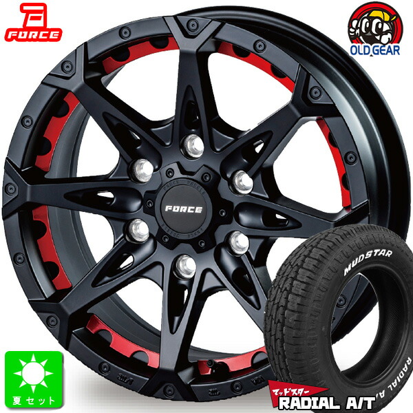215/65R16C 109/107 マッドスター MUDSTAR RADIAL A/T ホワイトレター 新品 サマータイヤ ホイール4本セット フォース デナリ FORCE DENALI 16インチ 6.5J 6H139.7 マットブラック 組込み済 バランス調整済 taiya