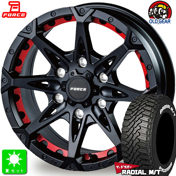 215/65R16C 109/107 マッドスター MUDSTAR RADIAL M/T ホワイトレター 新品 サマータイヤ ホイール4本セット フォース デナリ FORCE DENALI 16インチ 6.5J 6H139.7 マットブラック 組込み済 バランス調整済 taiya