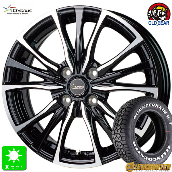 215/65R16 オーレンカウンター ロックテレーン R/T ホワイトレター 新品 サマータイヤ ホイール4本セット クロノス Chronus CH-110 16インチ 6.0J 4H100 メタリックブラックポリッシュ 組込み済 バランス調整済 taiya