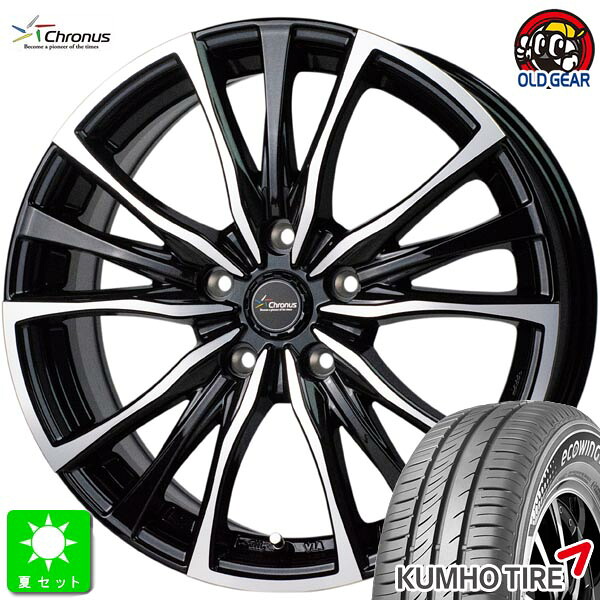 215/60R16クムホ エコウィング ES31新品 サマータイヤ ホイール4本セットクロノス Chronus CH-11016インチ 6.5J 5H114.3メタリックブラックポリッシュ組込み済 バランス調整済 taiya|オールドギア店