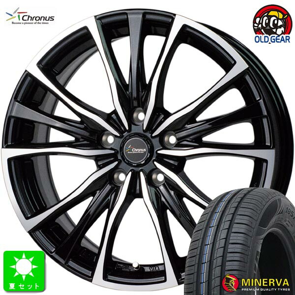 185/60R15 ミネルバ MINERVA 209 新品 サマータイヤ ホイール4本セット クロノス Chronus CH-110 15インチ 6.0J 5H100 メタリックブラックポリッシュ 組込み済 バランス調整済 taiya 41,210円