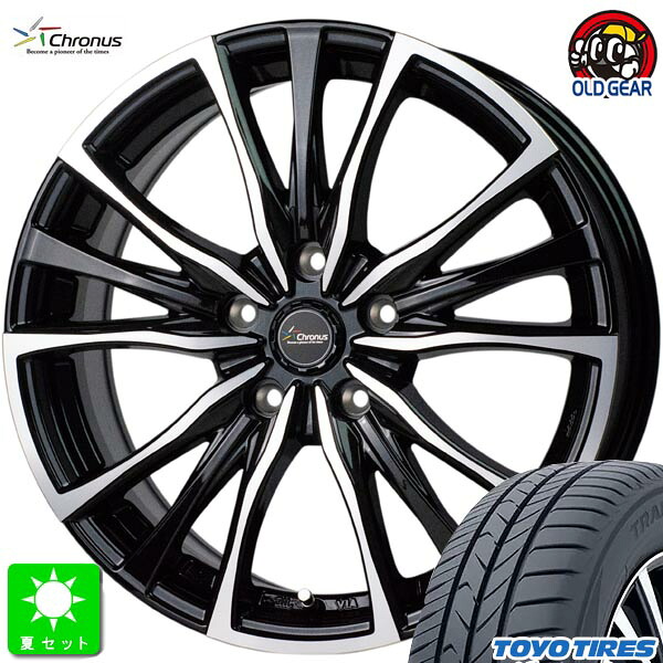 185/65R15 トーヨー TOYO トランパス MP7 新品 サマータイヤ ホイール4本セット クロノス Chronus CH-110 15インチ 6.0J 5H114.3 メタリックブラックポリッシュ 組込み済 バランス調整済 taiya