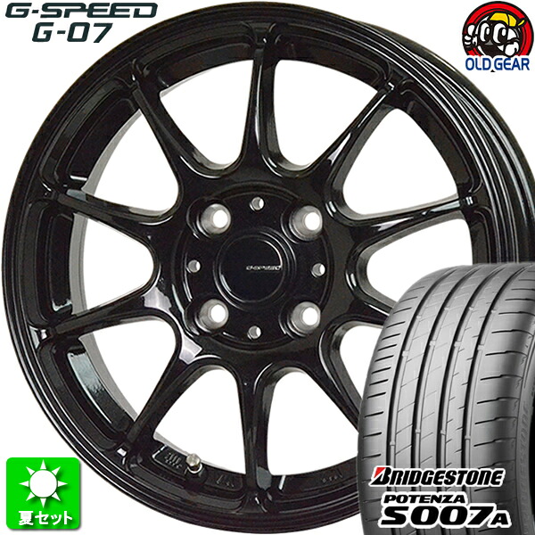 205/45R17 ブリヂストン ポテンザ S007A 新品サマータイヤ ホイール 4本セット ホットスタッフ Gスピード G-07 メタリックブラック(MBK) 17インチ 4H100 組込み済 バランス調整済 taiya｜オールドギア店