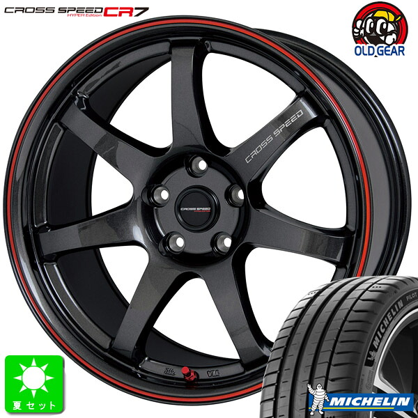 245/40R18 97Y XL ミシュラン パイロットスポーツ5 MICHELIN PILOT SPORT 5 新品 サマータイヤ ホイール4本セット クロススピード CROSS SPEED CR7 18インチ 8.5J 5H114.3 グロスガンメタ＆レッドライン 組込み済 バランス調整済 taiya