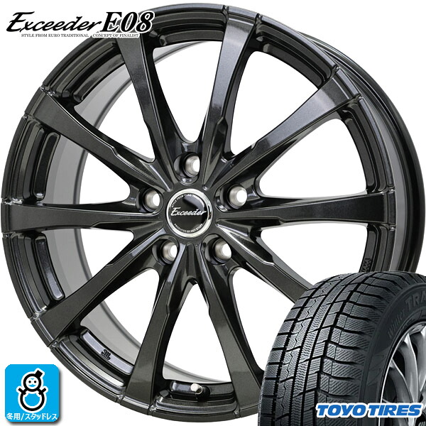 【2024～2025年製】215/60R17 96Q トーヨー ウィンタートランパス TX TOYO WINTER TRANPATH TX 新品 スタッドレスタイヤ ホイール4本セット ホットスタッフ エクシーダー E08 17インチ 7.0J 5H114.3 グロスガンメタ 組込み済 バランス調整済