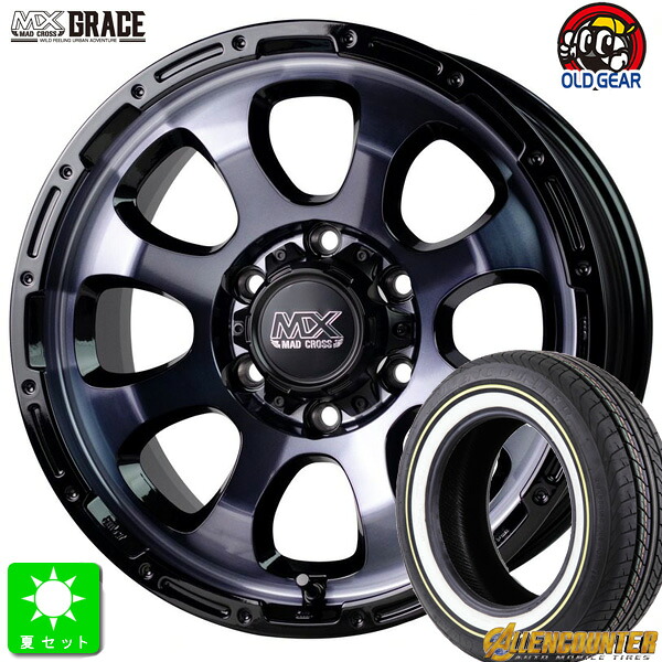 215/65R16 109/107 オーレンカウンター クラシックオーバル ホワイトリボン 新品 サマータイヤ ホイール4本セット マッドクロス グレイス MAD CROSS GRACE 16インチ 6.5J 6H139.7 ブラッククリア＆リムブラック 組込み済 バランス調整済 taiya 89,650円