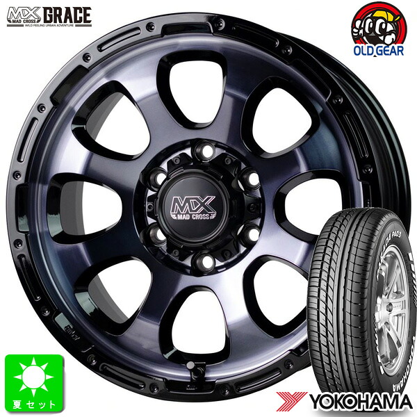 215/65R16C 109/107ヨコハマ パラダ PA03 ホワイトレター新品 サマータイヤ ホイール4本セットマッドクロス グレイス MAD CROSS GRACE16インチ 6.5J 6H139.7ブラッククリア＆リムブラック組込み済 バランス調整済 taiya｜オールドギア店
