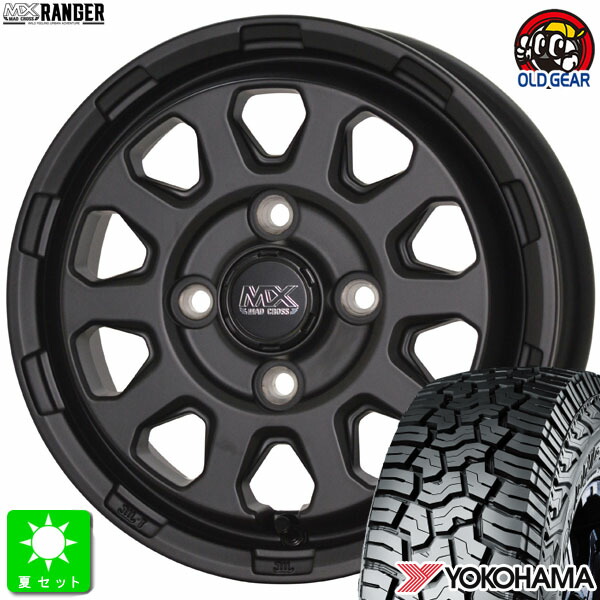 155/65R14ヨコハマ ジオランダー X-AT G016新品 サマータイヤ ホイール4本セットマッドクロス レンジャー14インチ 4.5J 4H100マットブラック組込み済 バランス調整済 taiya|オールドギア店