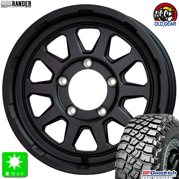 LT205/80R16 111/108QBF Goodrich Mud-Terrain T/A KM3新品 サマータイヤ ホイール4本セットマッドクロス レンジャー16インチ 5.5J 5H139.7マットブラック組込み済 バランス調整済 taiya｜オールドギア店