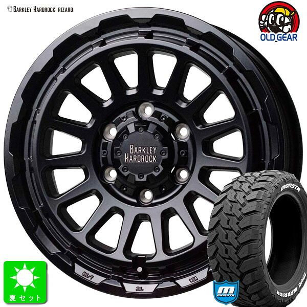 LT215/70R16 107/105Q モンスタタイヤ マッドウォーリア M/T 新品 サマータイヤ ホイール4本セット バークレイ ハードロック リザード 16インチ 6.5J 6H139.7 セミグロスブラック 組込み済 バランス調整済 taiya
