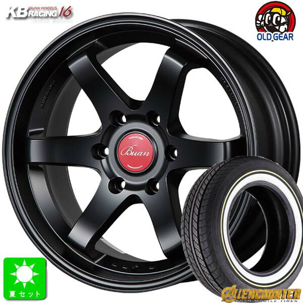 215/65R16C 109/107Tオーレンカウンター クラシックオーバル ホワイトリボン新品 サマータイヤ ホイール4本セットKBレーシング 舞杏16インチ 6.5J 6H139.7ブラックリングカット taiya|オールドギア店