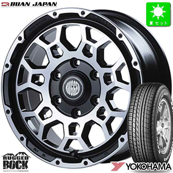 215/65R16C 109/107ヨコハマ パラダ PA03ホワイトレター新品 サマータイヤ ホイール4本セット舞杏 ラギッドロック BUAN RUGGED ROCK 16インチ 6.5J 6H139.7BP組込み済 バランス調整済 taiya|オールドギア店