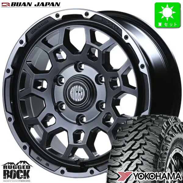 LT215/70R16 100/97Q ヨコハマ ジオランダー M/T G003 新品 サマータイヤ ホイール4本セット 舞杏 ラギッドロック BUAN RUGGED ROCK 16インチ 6.5J 6H139.7 HB 組込み済 バランス調整済 taiya