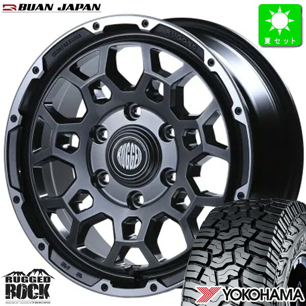 LT215/70R16 100/97Qヨコハマ ジオランダー X-A/T G016新品 サマータイヤ ホイール4本セット舞杏 ラギッドロック BUAN RUGGED ROCK 16インチ 6.5J 6H139.7HB組込み済 バランス調整済 taiya|オールドギア店