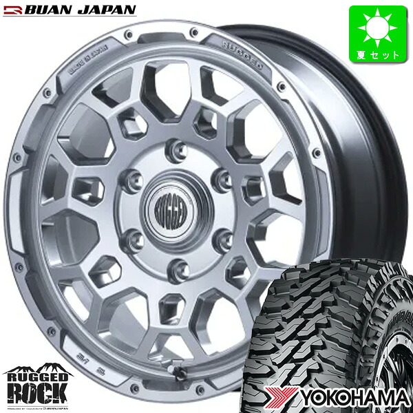 LT215/70R16 100/97Qヨコハマ ジオランダー M/T G003新品 サマータイヤ ホイール4本セット舞杏 ラギッドロック BUAN RUGGED ROCK 16インチ 6.5J 6H139.7HG組込み済 バランス調整済 taiya｜オールドギア店