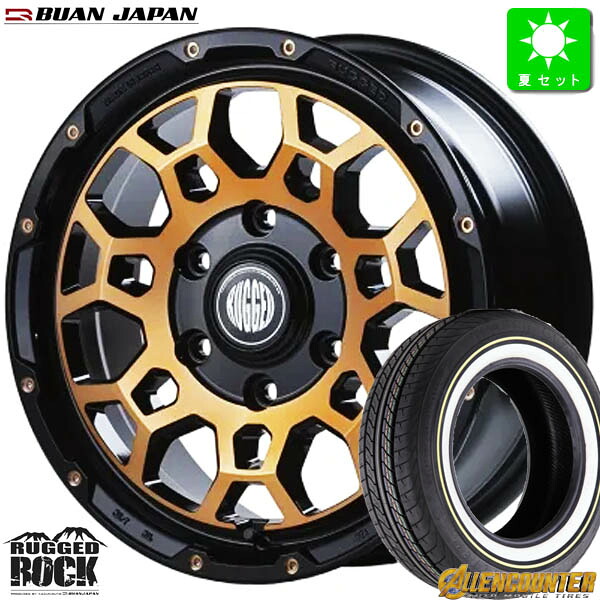 215/65R16C 109/107Tオーレンカウンター クラシックオーバル ホワイトリボン新品 サマータイヤ ホイール4本セット舞杏 ラギッドロック BUAN RUGGED ROCK 16インチ 6.5J 6H139.7OG組込み済 バランス調整済 taiya|オールドギア店